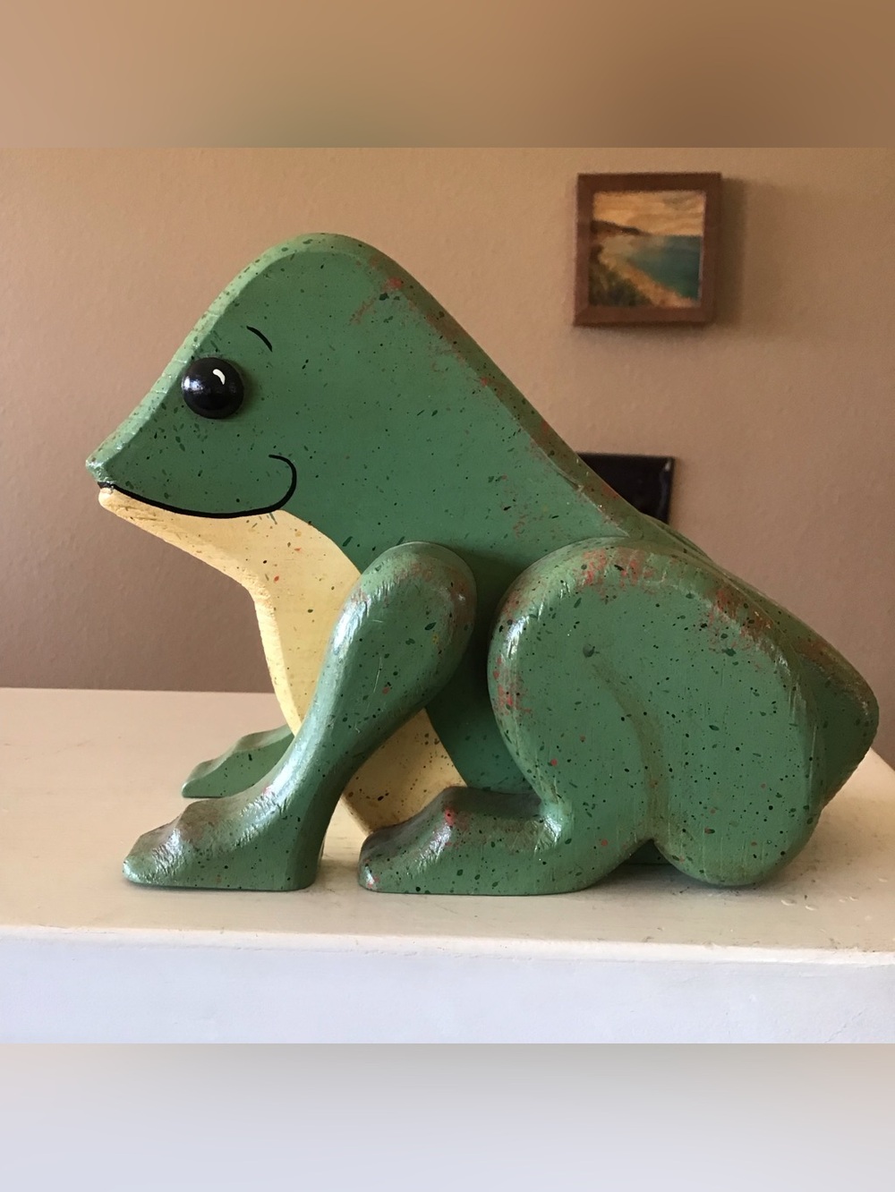 Vintage Handpainted Wooden Frog